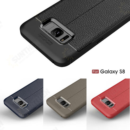 Anti Fingerprint Soft TPU Litchi Leather Case Cover for Samsung Galaxy Note 8/S8/S8 Plus