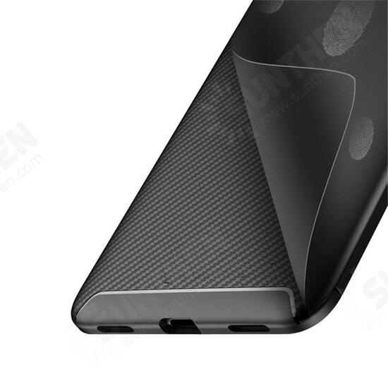 Carbon Fiber Pattern Shockproof Silicone Back Cover Protective Case for Xiaomi Pocophone F1 Non-original