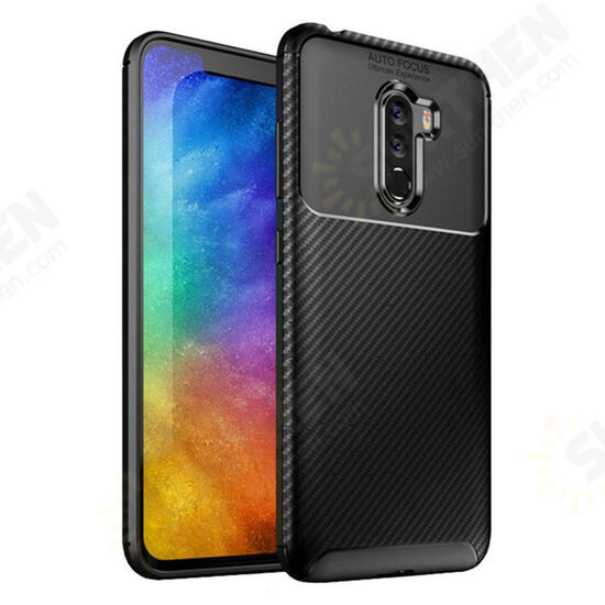 Carbon Fiber Pattern Shockproof Silicone Back Cover Protective Case for Xiaomi Pocophone F1 Non-original