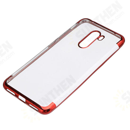 Color Plating Transparent Soft TPU Back Cover Protective Case for Xiaomi Pocophone F1 Non-original