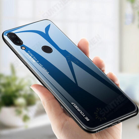 Gradient Color Tempered Glass + Soft TPU Back Cover Protective Case for Xiaomi Redmi Note 7 / Note 7 Pro Non-original Gradient Color Tempered Glass + Soft TPU Back Cover Protective Case for Xiaomi Redmi Note 7 / Note 7 Pro Non-original