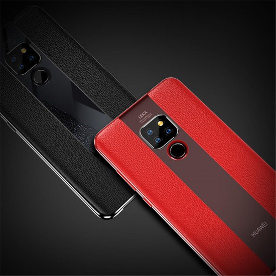 Luxury Shockproof PU Leather + Soft TPU Back Cover Protective Case for Huawei Mate 20