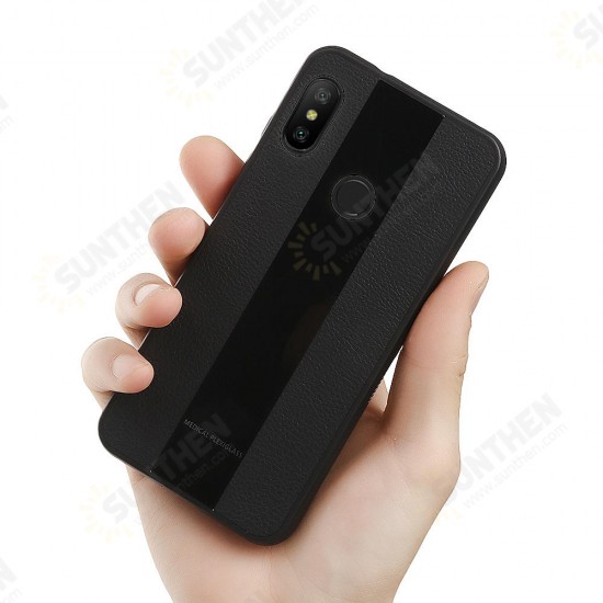 Luxury Shockproof PU Leather + Soft TPU Back Cover Protective Case for Xiaomi Redmi Note 6 Pro