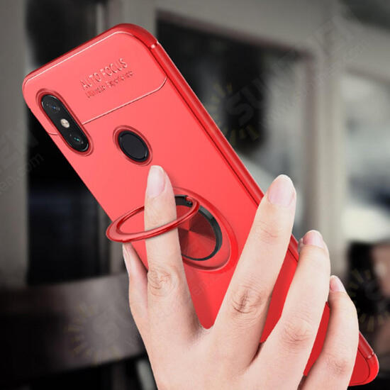 Shockproof Silicone Back Cover Protective Case with Finger Ring Holder for Xiaomi Mi Max 3 Non-original