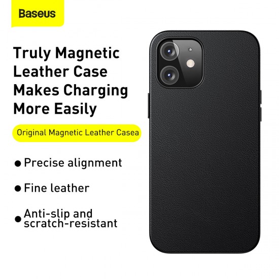 For iPhone 12 Mini Case Magnetic Anti-Fingerprint Shockproof PU Leather Protective Case Back Cover