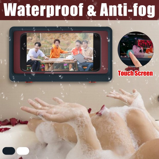 Bathroom Waterproof Touch Screen Mobile Cell Phone Holder Case Wall Mount Storage Box Under 6.8 inches