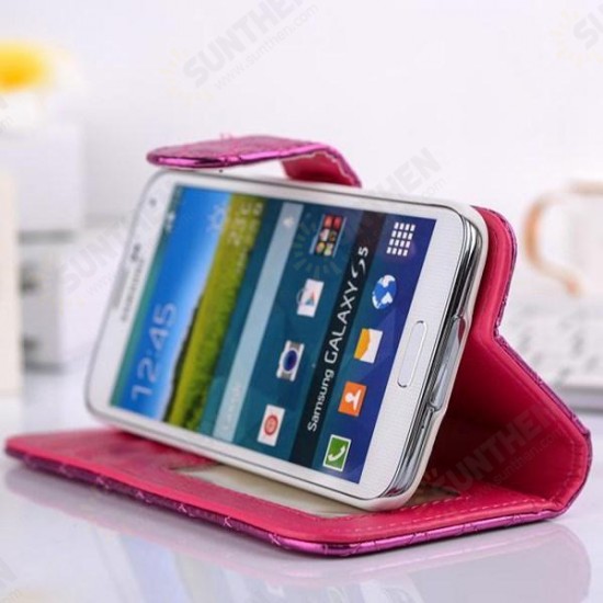 Bling Flip Card Slot Wallet Case For Samsung Galaxy S5 i9600