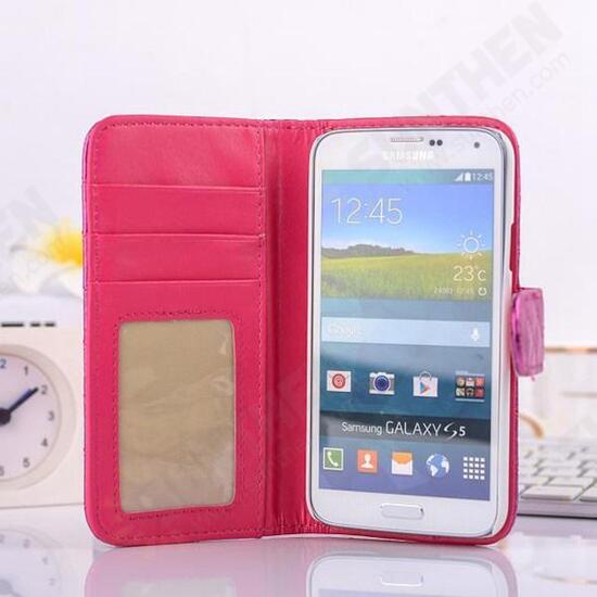 Bling Flip Card Slot Wallet Case For Samsung Galaxy S5 i9600