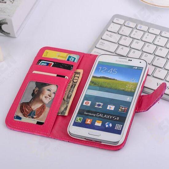 Bling Flip Card Slot Wallet Case For Samsung Galaxy S5 i9600