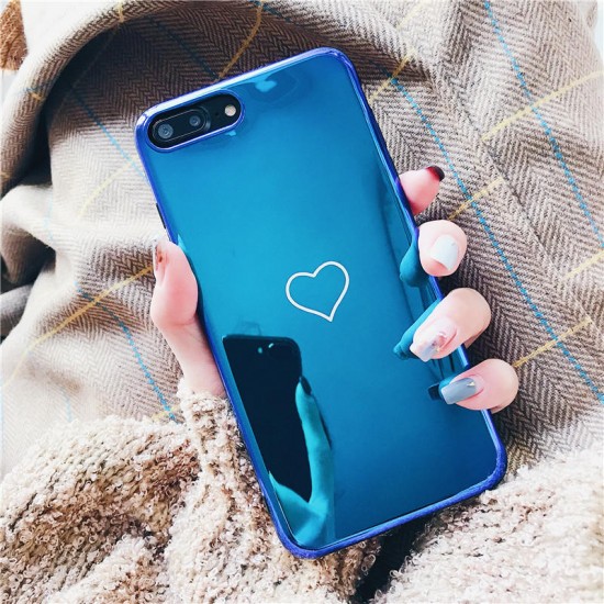 Blue Ray Laser Mirror Love Heart Soft TPU Protective Case for iPhone X/7/8 Plus/6/6s Plus