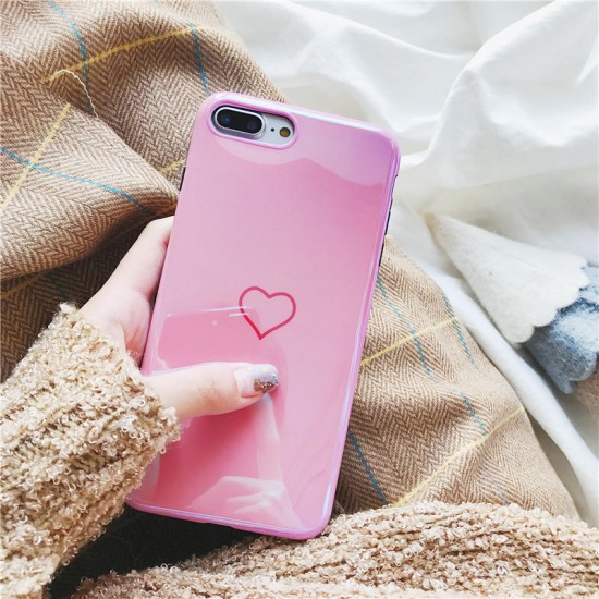 Blue Ray Laser Mirror Love Heart Soft TPU Protective Case for iPhone X/7/8 Plus/6/6s Plus