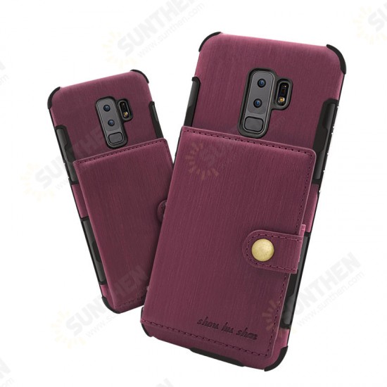 Brushed Finish Vintage Wallet Card Slots Protective Case For Samsung Galaxy S9/S9 Plus