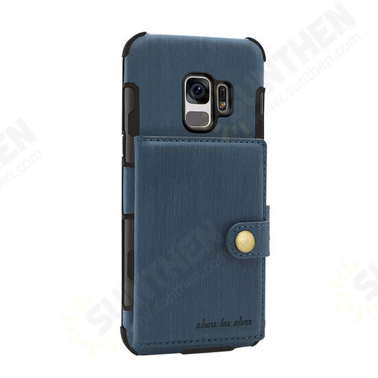 Brushed Finish Vintage Wallet Card Slots Protective Case For Samsung Galaxy S9/S9 Plus