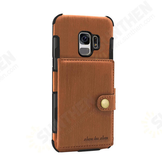 Brushed Finish Vintage Wallet Card Slots Protective Case For Samsung Galaxy S9/S9 Plus