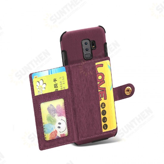 Brushed Finish Vintage Wallet Card Slots Protective Case For Samsung Galaxy S9/S9 Plus