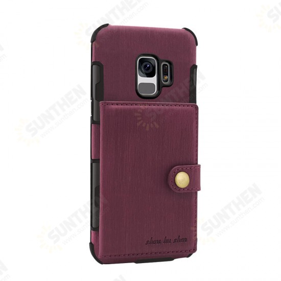 Brushed Finish Vintage Wallet Card Slots Protective Case For Samsung Galaxy S9/S9 Plus