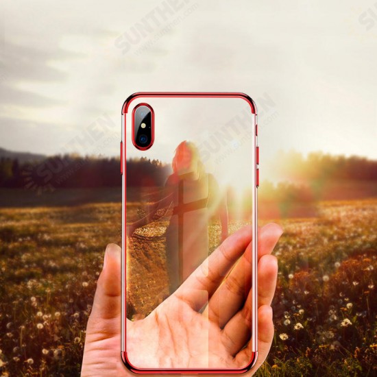 Plating Shockproof Transparent Soft TPU Protective Case for iPhone XS Max 6.5 inch