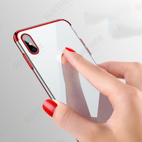 Plating Shockproof Transparent Soft TPU Protective Case for iPhone XS Max 6.5 inch