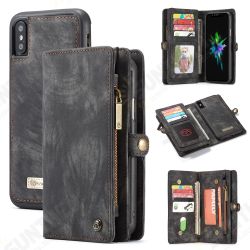 Magnetic Detachable Zipper Wallet Cash Pocket Card Slots Protective Case For iPhone XS Max