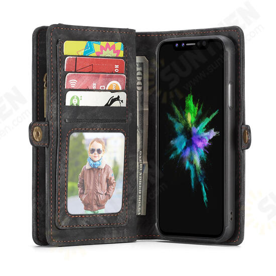 Magnetic Detachable Zipper Wallet Cash Pocket Card Slots Protective Case For iPhone XS Max