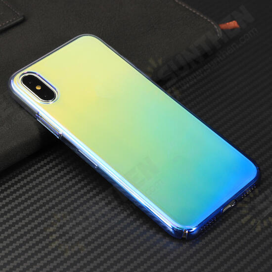 Color Gradient Shockproof Transparent Hard PC Case Cover for iPhone X