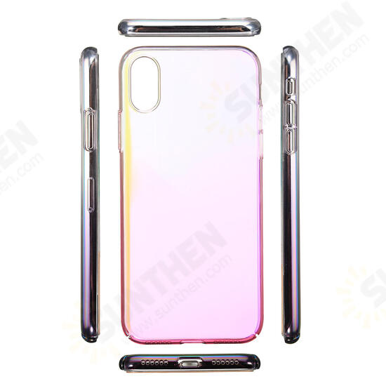 Color Gradient Shockproof Transparent Hard PC Case Cover for iPhone X