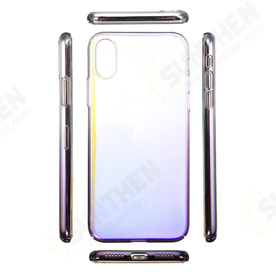 Color Gradient Shockproof Transparent Hard PC Case Cover for iPhone X