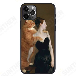 Creative Retro Oil Painting Gigantic Cat Pattern Protective Case Back Cover