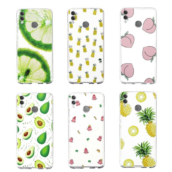 Cute Fruits Cartoon Printed Ultra-thin Shockproof Non-yellow TPU Soft Protective Case Back Cover for Huawei Honor 8x