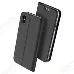 Magnetic Flip Card Slot Bracket PU Leather Case For iPhone X