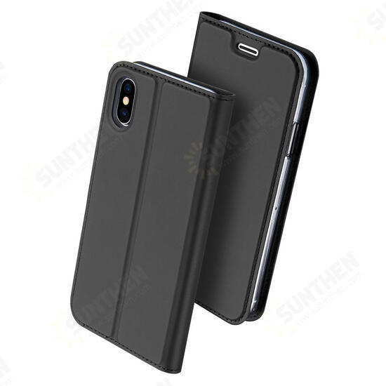 Magnetic Flip Card Slot Bracket PU Leather Case For iPhone X