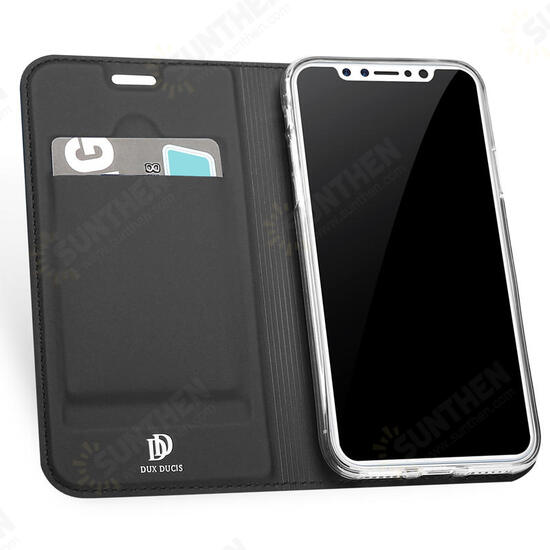 Magnetic Flip Card Slot Bracket PU Leather Case For iPhone X