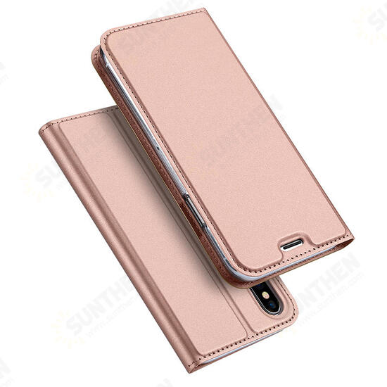 Magnetic Flip Card Slot Bracket PU Leather Case For iPhone X