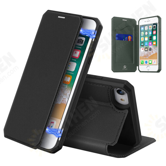 Magnetic Flip Foldable Stand Full Body Shockproof Anti-scratch Breathable PU Leather Protective Case with Card Slot for iPhone SE 2020 / for iPhone 7 / 8