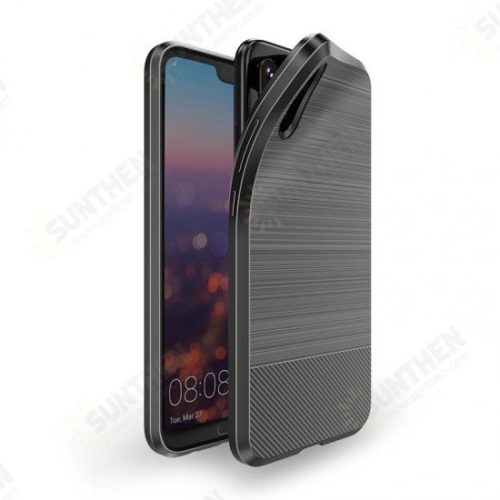 Wiredrawing Texture Metal Plate Soft TPU Protective Case For Huawei P20