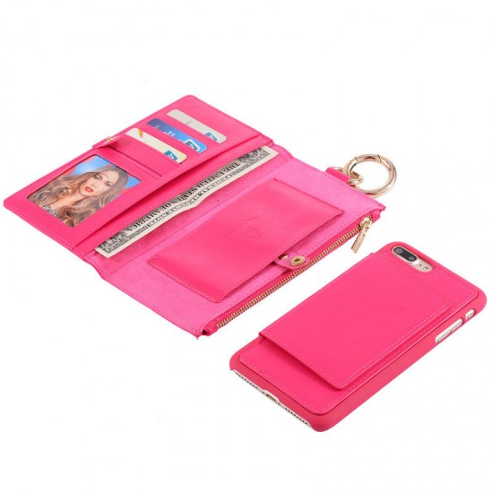 Detachable Zipper Wallet Kickstand Case For iPhone 7 Plus/8 Plus