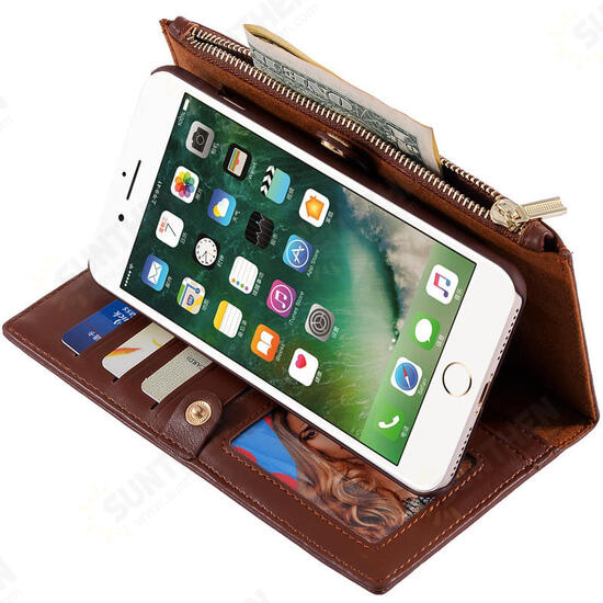 Detachable Zipper Wallet Kickstand Case For iPhone 7 Plus/8 Plus