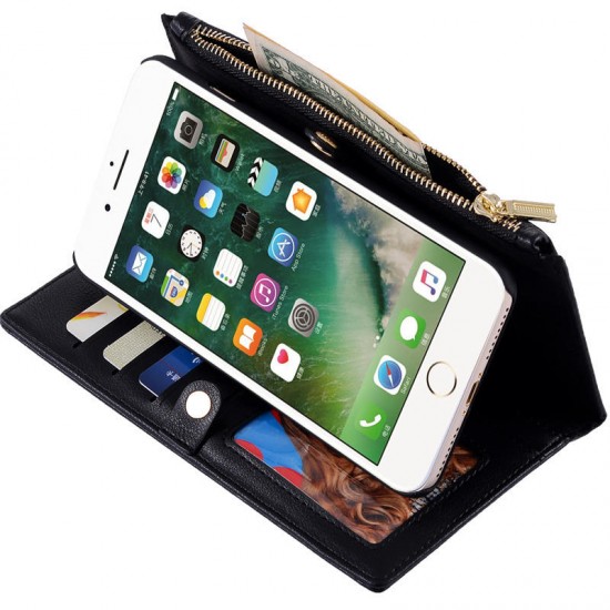 Detachable Zipper Wallet Kickstand Case For iPhone 7 Plus/8 Plus