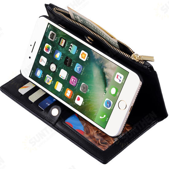 Detachable Zipper Wallet Kickstand Case For iPhone 7 Plus/8 Plus