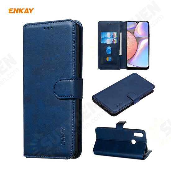 ENK-PUC026 for Samsung Galaxy A10S / M01S Case Magnetic Flip with Multi-Card Slot Stand PU Leather + TPU Shockproof Full Body Protective Case