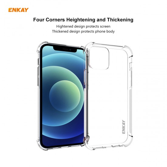 2-in-1 for iPhone 12 Pro / 12 Accessories with Airbags Non-Yellow Transparent TPU Protective Case + 9H Anti-Scratch Tempered Glass Screen Protector