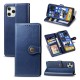 For iPhone 12 Pro Max Case Retro Litchi Pattern Flip with Mutiple Card Slots Wallet Stand PU Leather Full Cover Protective Cover