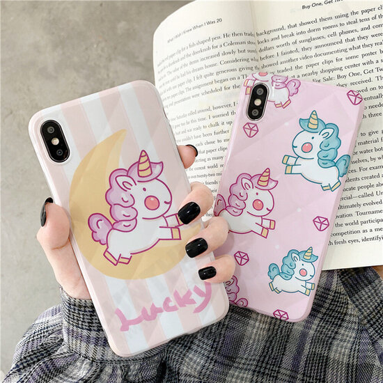 Fashion Cartoon Unicorn Pattern Shockproof Protective Case Back Cover for iPhone 7 / 8