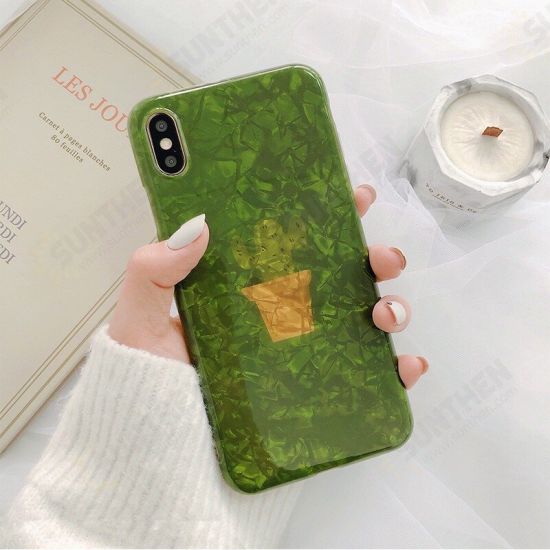 Fashion Glossy Conch Shell Pattern Cartoon Plants Shockproof TPU Protective Case for iPhone X / XS / XR / XS Max / 6 / 7 / 8 / 6S Plus / 6 Plus / 7 Plus / 8 Plus