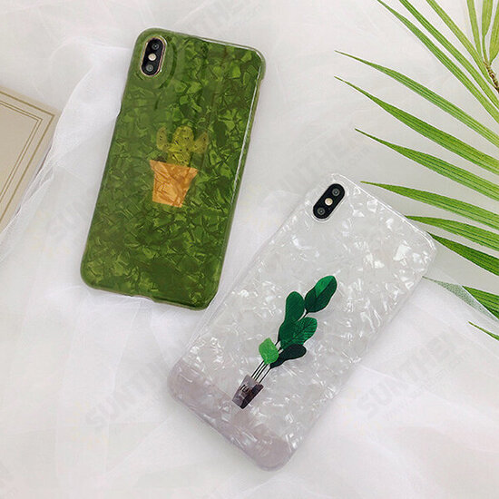 Fashion Glossy Conch Shell Pattern Cartoon Plants Shockproof TPU Protective Case for iPhone X / XS / XR / XS Max / 6 / 7 / 8 / 6S Plus / 6 Plus / 7 Plus / 8 Plus