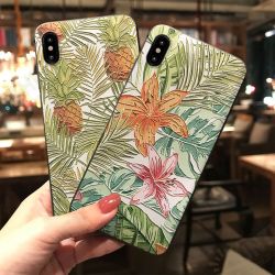 Fashion Leaf Pattern Embossed Shockproof Anti-slip Non-yellow Protective Case for iPhone X / XS / XS Max / XR / 6 / 7 / 8 / 6S Plus / 6 Plus / 7 Plus / 8 Plus
