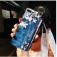 Fashion Magnolia Flower Pattern with Wrist Strap Bracket Shockproof Silicone Protective Case