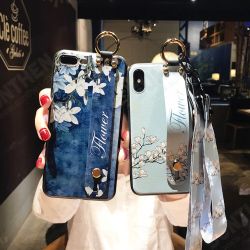 Fashion Magnolia Flower Pattern with Wrist Strap Bracket Shockproof Silicone Protective Case Fashion Magnolia Flower Pattern with Wrist Strap Bracket Shockproof Silicone Protective Case