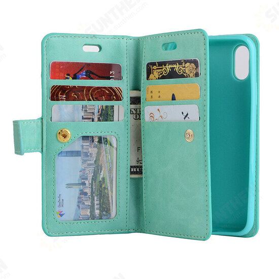 Fashion for iPhone 7 Plus/ 8 Plus Case Flip with Multi-Card Slot Wallet Pocket Stand PU Leather Full Cover Protective Case Back Cover