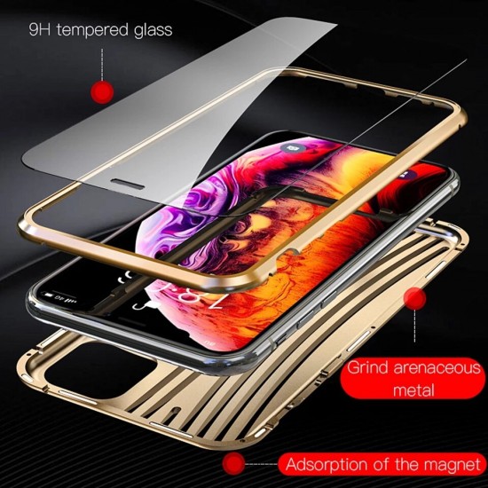 [Fast Cooling] for iPhone 11 Pro Max Case 360° Magnetic Flip Touch Screen 9H Tempered Glass + Hollow Design Metal Full Body Protective Case